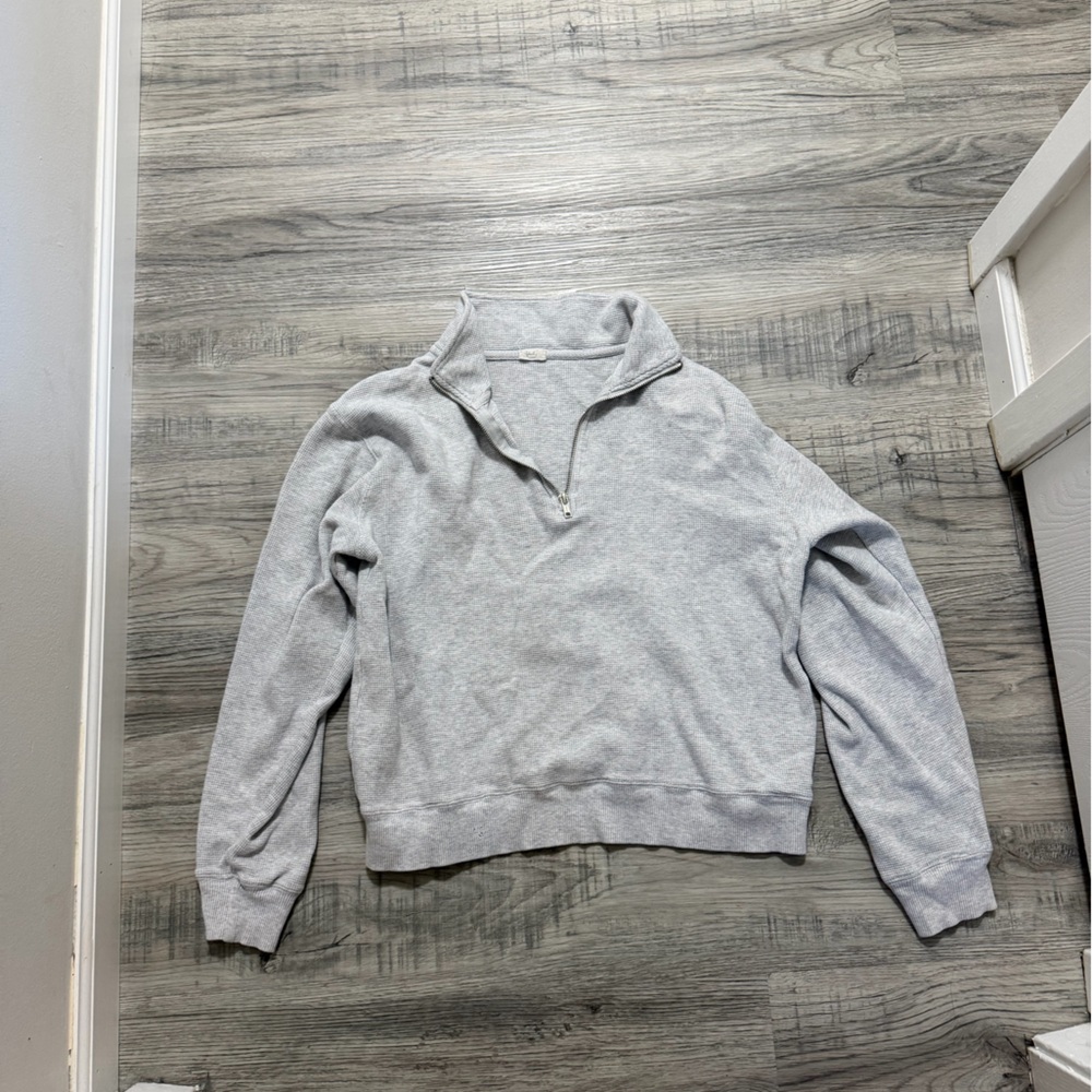 Brandy Melville Light Gray Quarter-Zip Sweatshirt